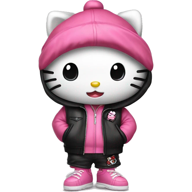 hello kitty in a hooligan outfit emoji