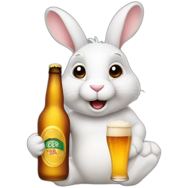 Rabbit with beer emoji