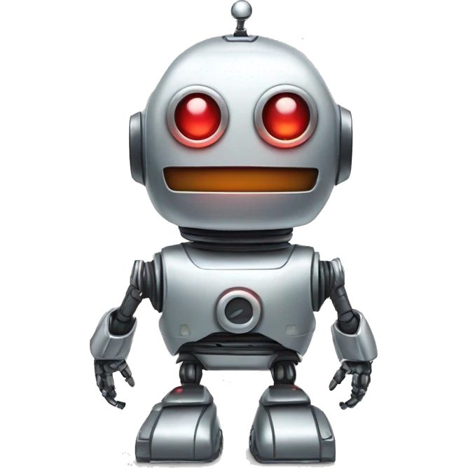 metal robot in the shape of a snowman with glowing red eyes emoji