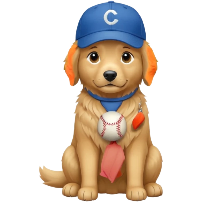 Golden retriever dog with blue baseball cap fullbody sitting down emoji