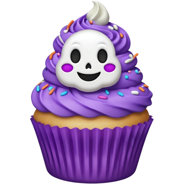 cupcake fantasma roxo e branco emoji