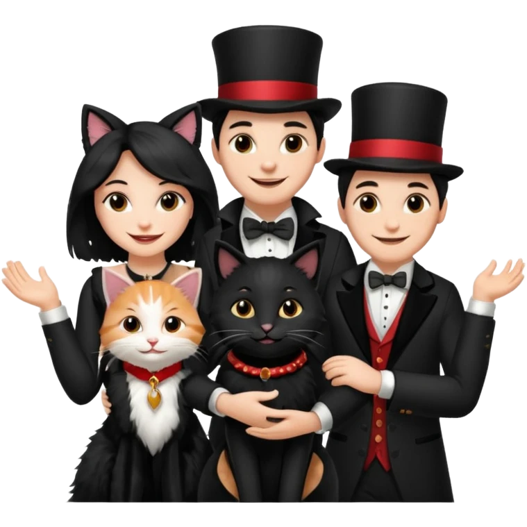 magician couple and their pet cat emoji