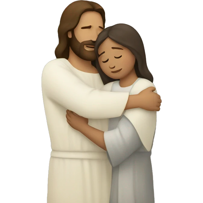 Jesus hugs a woman  emoji