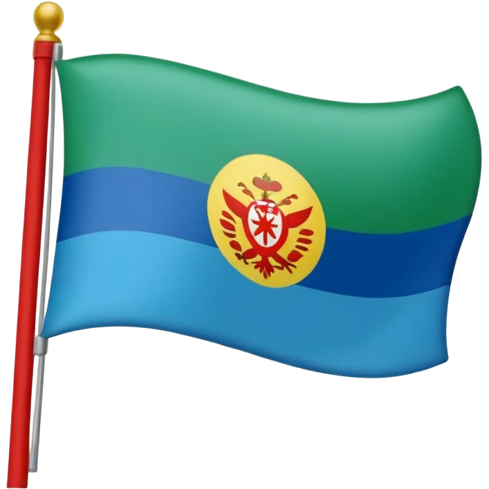 Bandera gitana con rueda roja enel medio i azul arriba dela bandera i verde abajo emoji