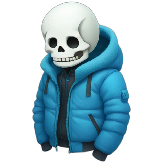 Sans the skeleton with blue winter jacket emoji