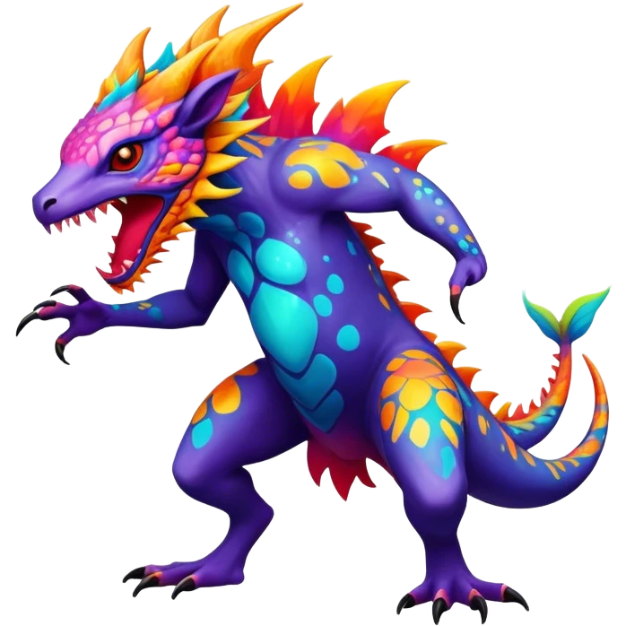 a colorful edgy vernid-fionbri-creature with splash patterns full body emoji
