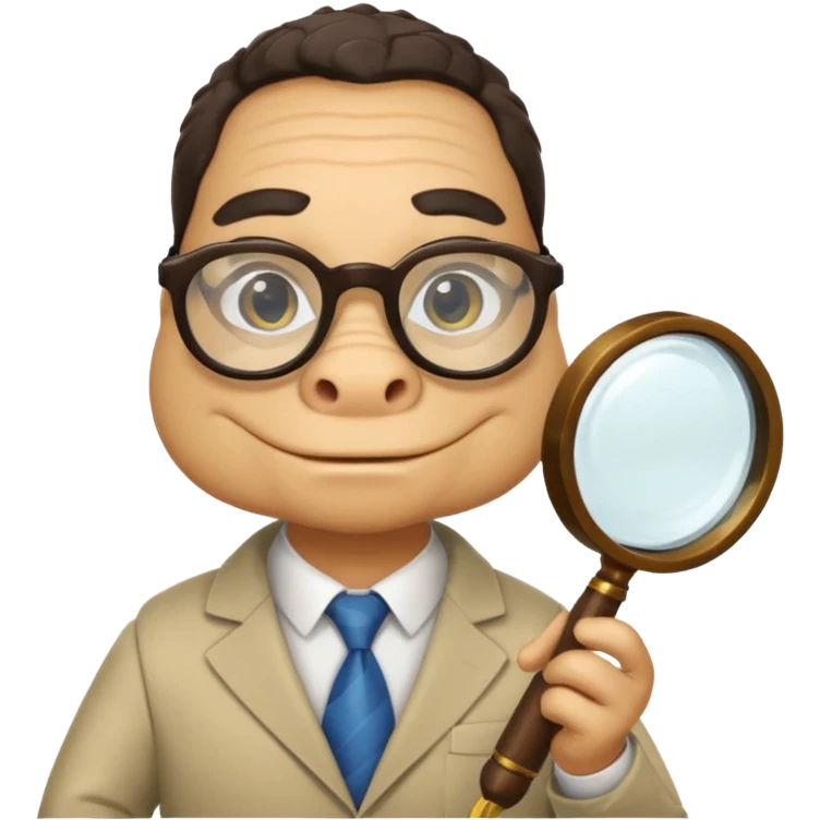 A professor gator with a magnifying glass on a light background emoji