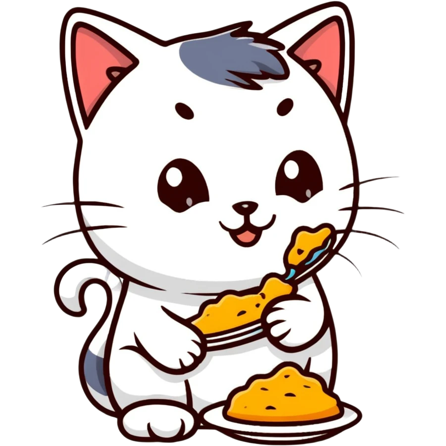 Agree cat eating food emoji