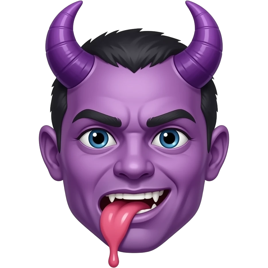 😈😜😏 Mache ihn mit violetten Hörnern die Haut auch violet und er soll etwas sabbern emoji