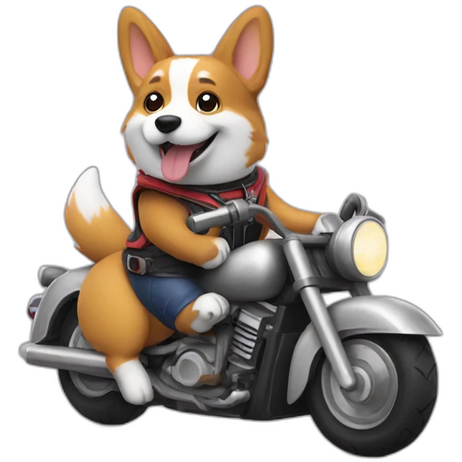 corgi riding a motorcycle emoji
