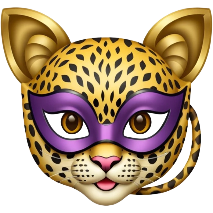 leopard with glamorous masquerade mask emoji