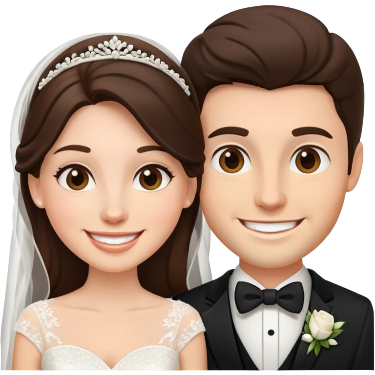 Brunette bride and brunette groom emoji