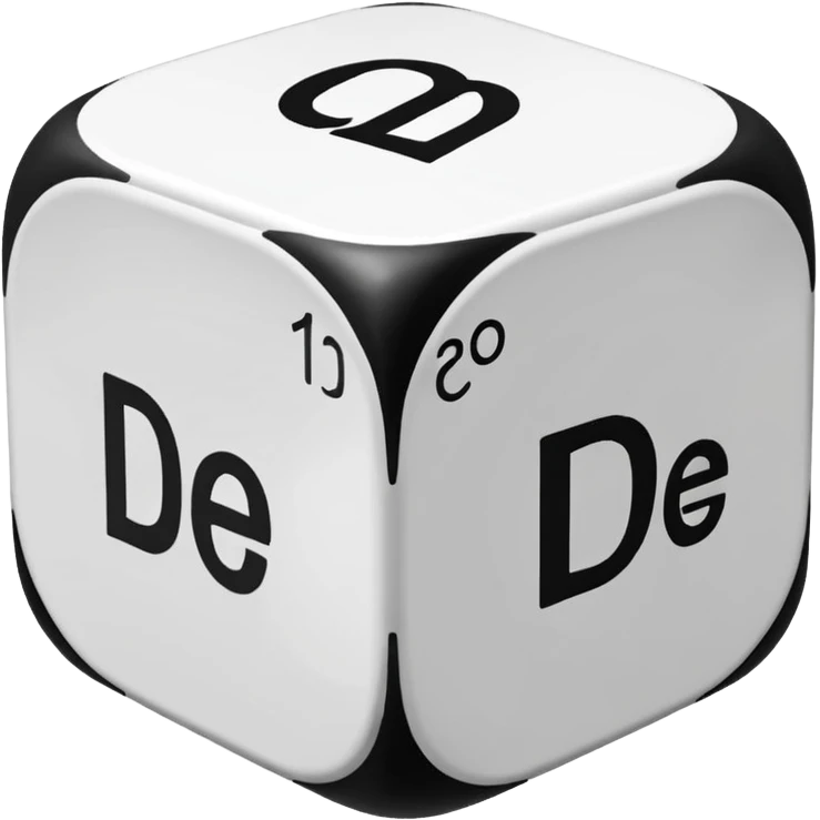 create a dice with the word der die das written on each visible side emoji