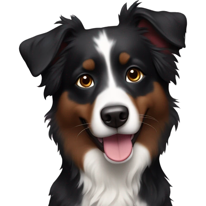 Small black australian shepherd dog with huge maroon heart emoji