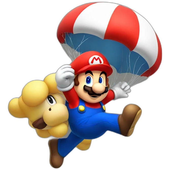 Mario doing parachute  emoji