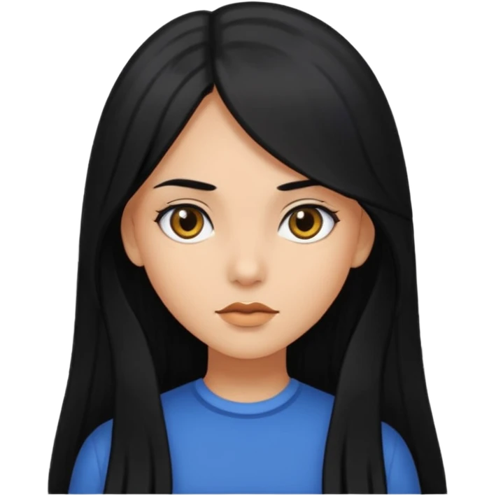 A girl with long black hair, sharp eyes, and slightly dark skin emoji
