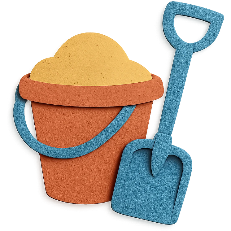 beach bucket and pail with layered paper effect on a white background in paper-craft style emoji