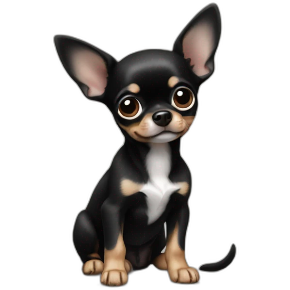 Black chihuahua puppy big ears emoji