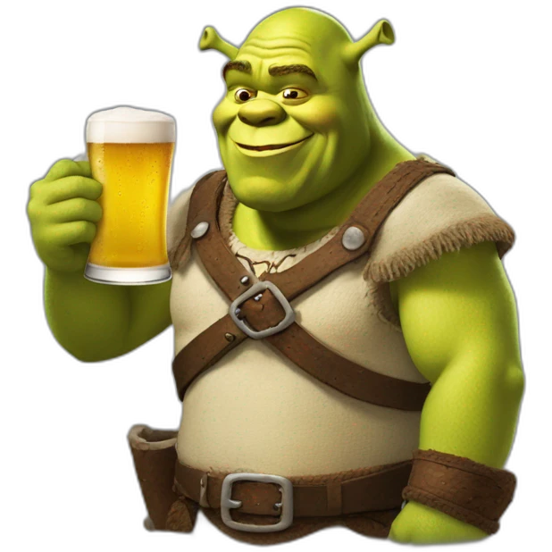 Shrek with a beer emoji