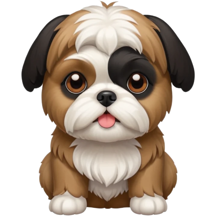 Little shih tzu with black ears white body and brown legs emoji
