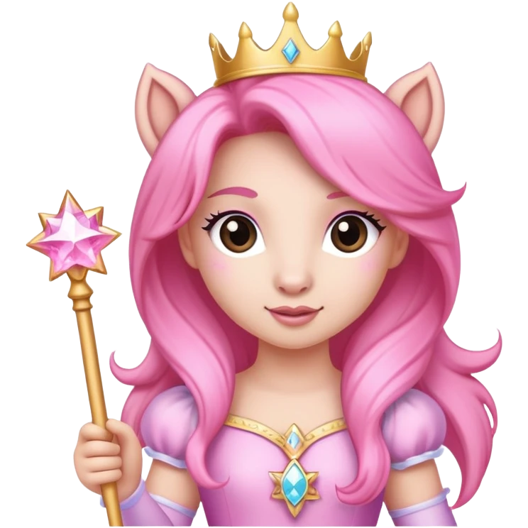 Pink pony princess holding magic wand  emoji
