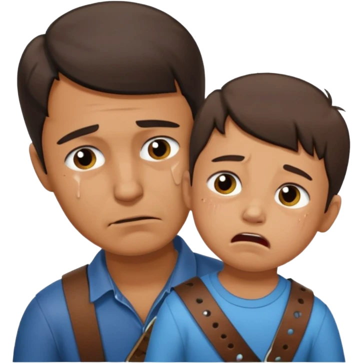 Dad using belt on kid emoji