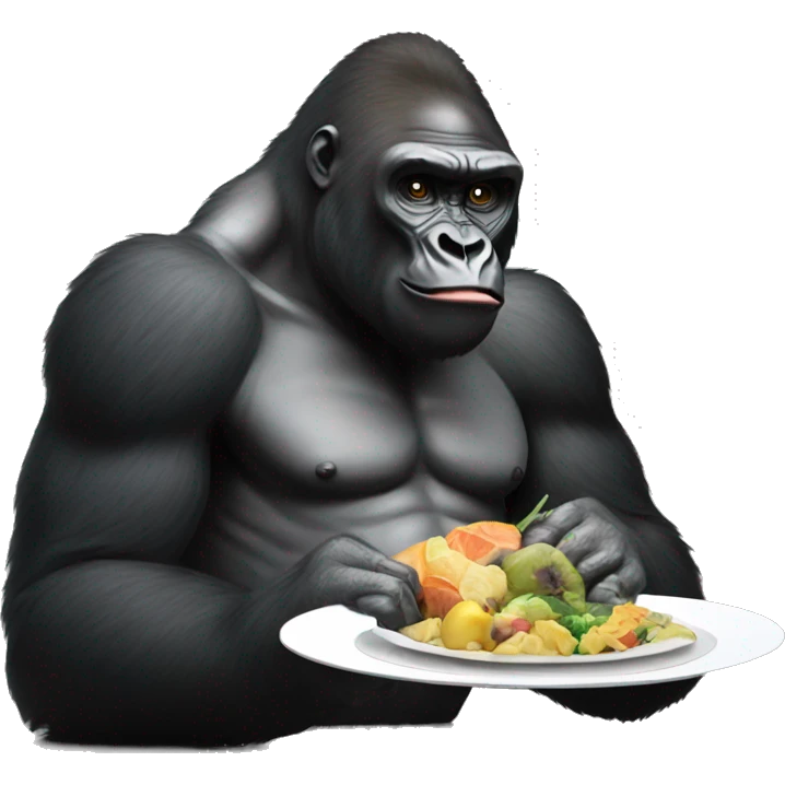 A gorilla eating a plate  emoji