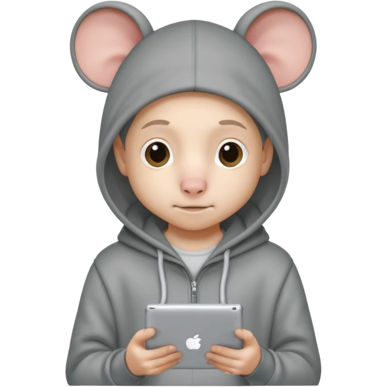 Rat kid with an ipad emoji