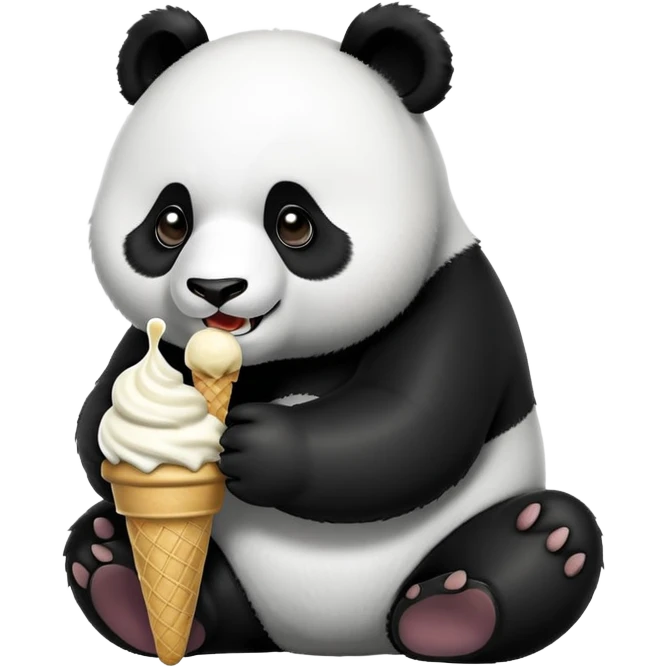 Panda eating ice Cream while pooping  emoji