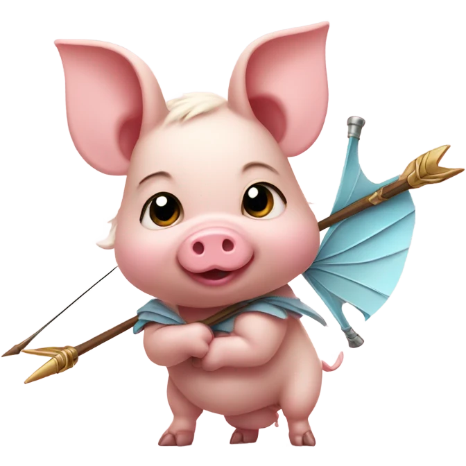 A little piglet as Cupid ￼ emoji