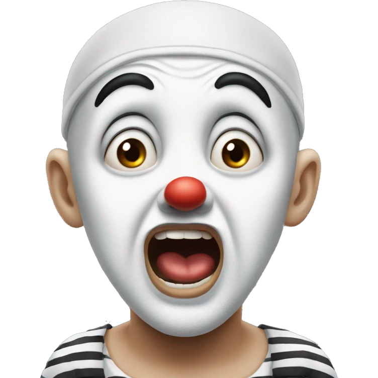 photorealistic The French Mime is in shocked emoji