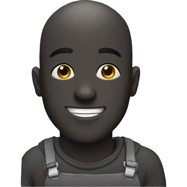 Black bald man happy with black glaces emoji