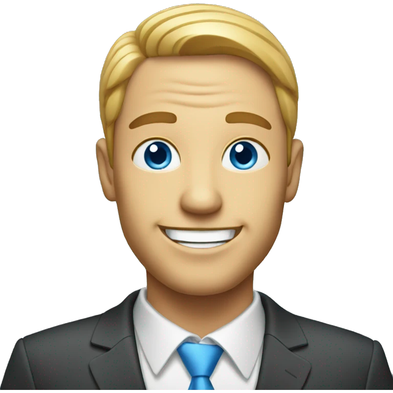 happy businessman with blue eyes emoji