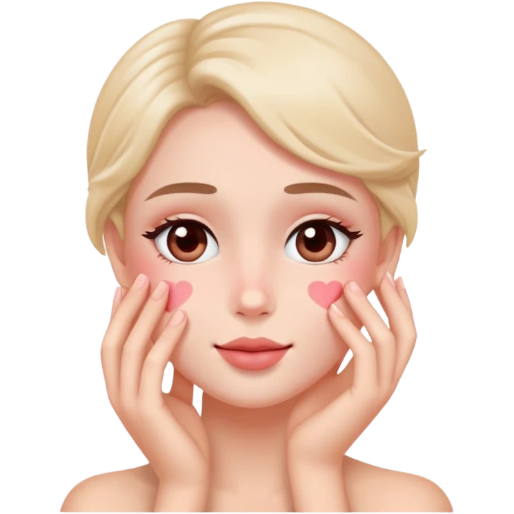 Blush face with heart eyes and hand on face emoji
