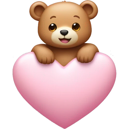 Cute small Bear on top of a light pink heart  emoji