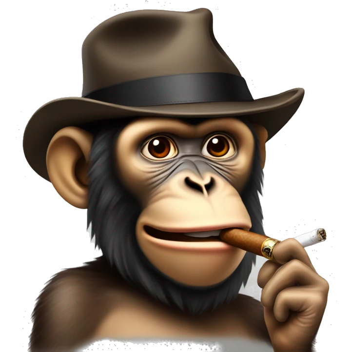 Monkey with a cigar in his mouth and a hat on emoji