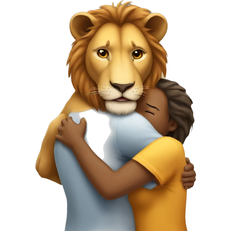 Lion hugs lioness emoji
