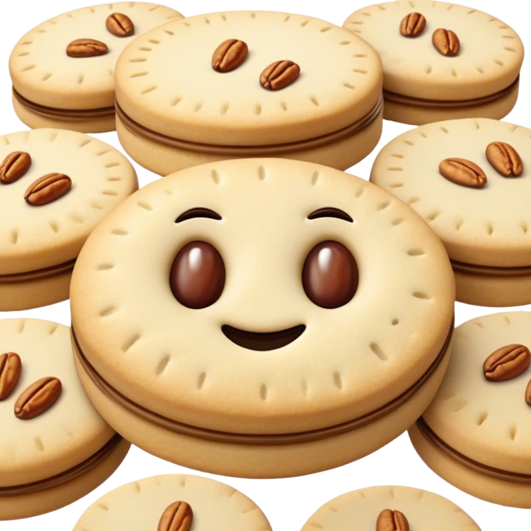 Cinematic Realistic Ma'amoul Dessert Emoji, featuring delicate shortbread cookies filled with dates or nuts rendered with intricate detail and warm, inviting lighting. emoji