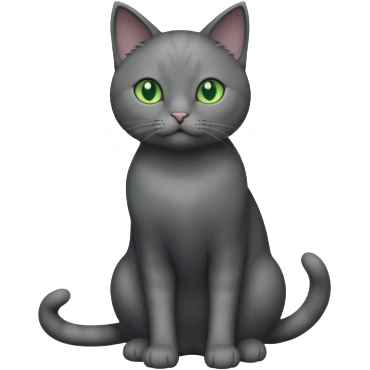 full body solid dark grey cat with green eyes and white paws emoji