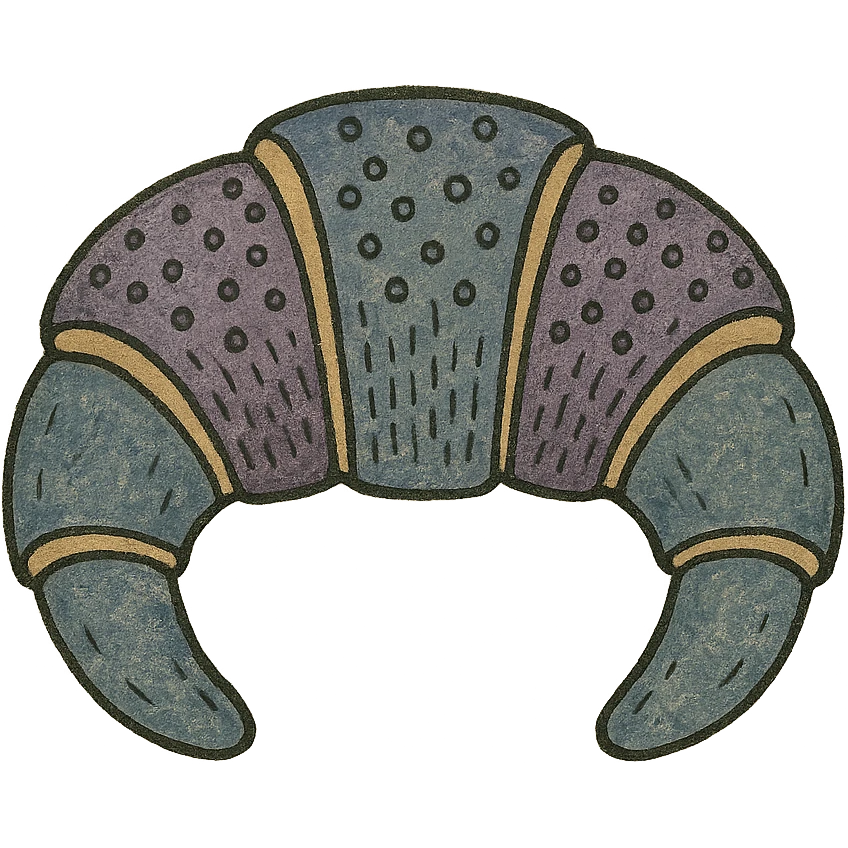 medieval art croissant, illuminated manuscript style emoji