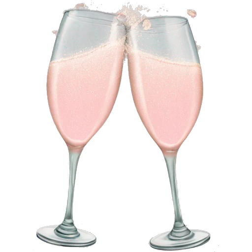 glasses of pastel pink champagne are smashing against each other emoji