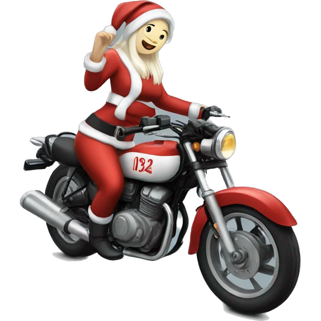 Santa wife Yamaha motorcycle emoji