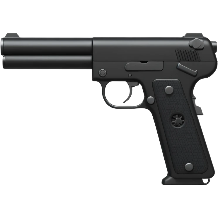 3D render of Silenced Pistol, secret agent spy gear aesthetic, hidden mechanisms, matte black metal with a long suppressor, sleek tactical texture, Apple emoji style, isolated on white background --v 6.0. emoji