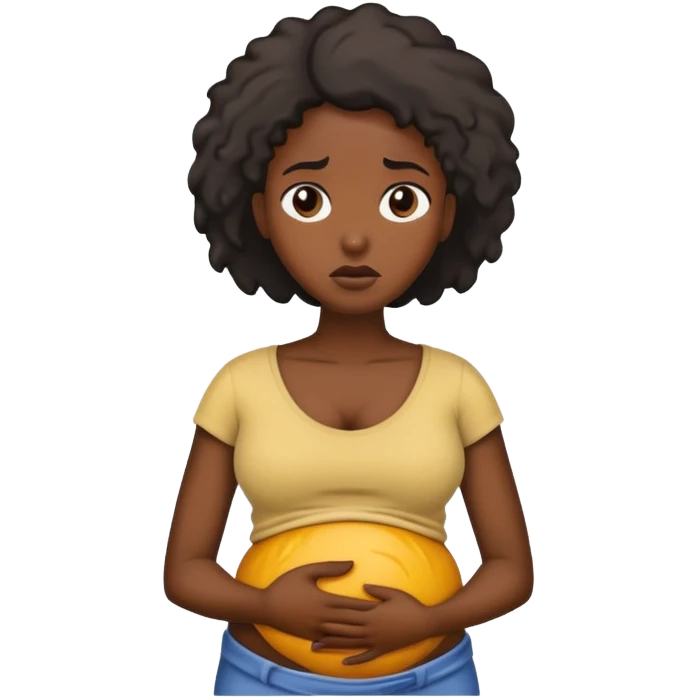 Black woman holding stomach in pain emoji