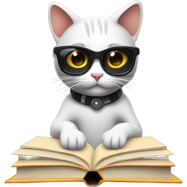 dj cat with books emoji