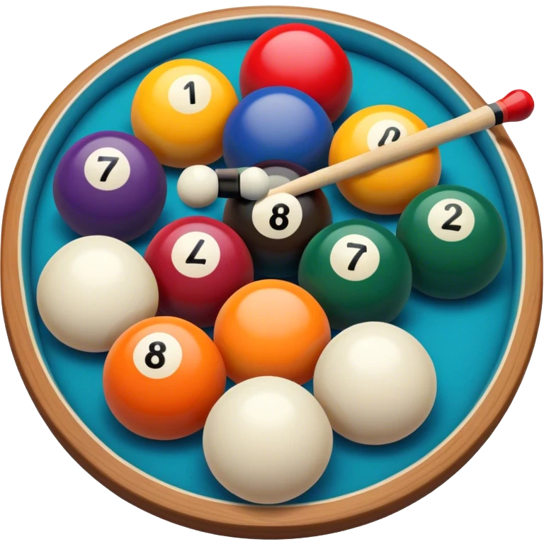 Pool game all balls same size and a cue emoji