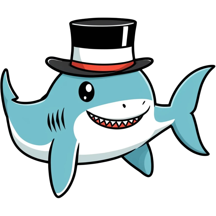Shark with a top hat emoji