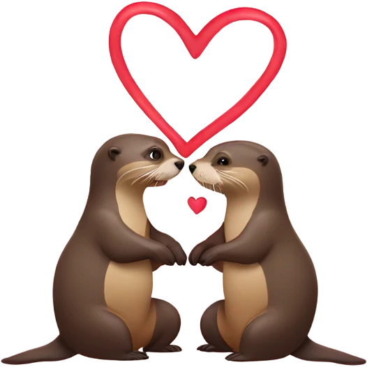 Two Otters making a heart shape with bodies emoji