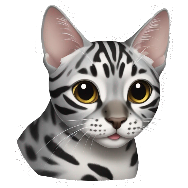 Grey bengal cat with black and white  cat emoji