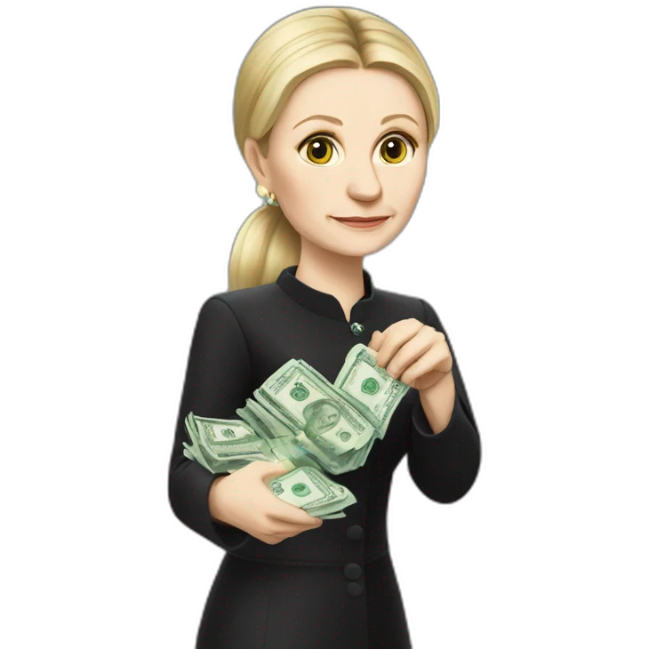 Julia Tymoshenko holds money in hand  emoji